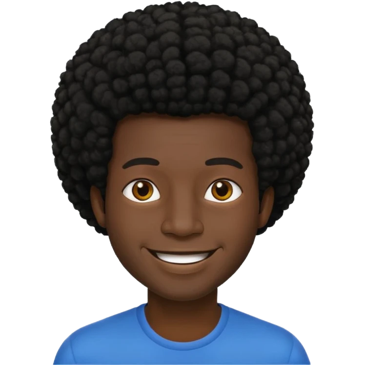 man with black afro hair and black skin emoji