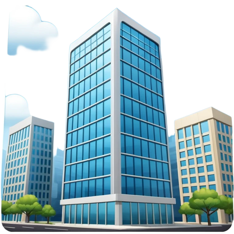 tall HQ building with company logo sign, contemporary architecture emoji emoji