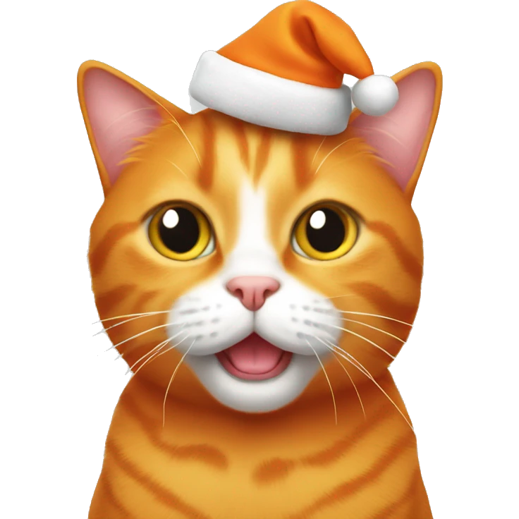 Orange cat wearing Christmas hat emoji