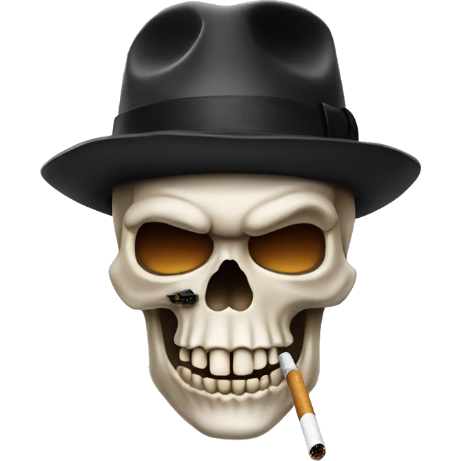 Skull face with cig and mafia hat emoji