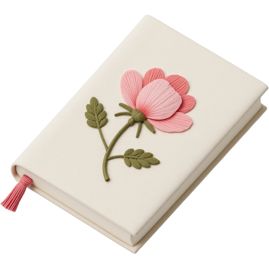 pretty ivory floral embroidered hardcover journal emoji