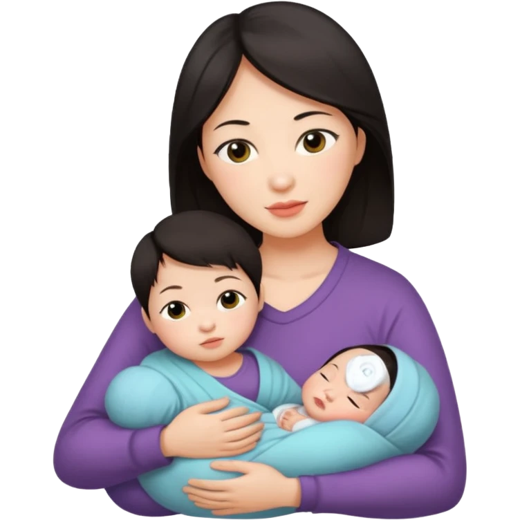 A Chinese mother with 1 newborn. emoji