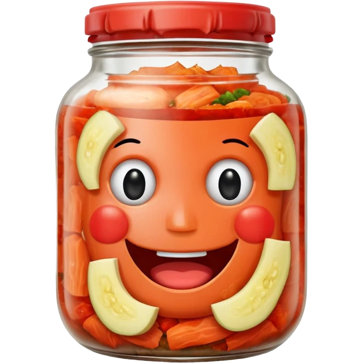 jar of kimchi with a happy face emoji