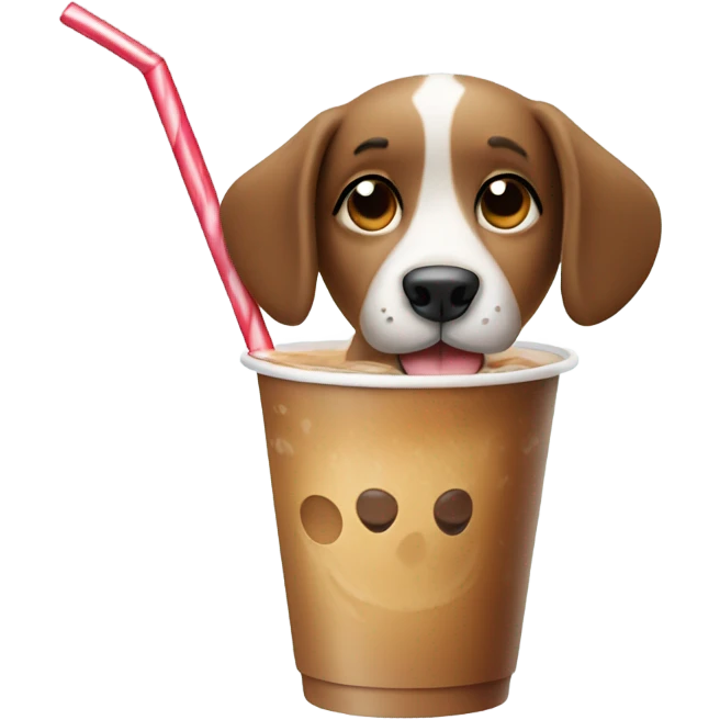 dog drinking ice coffee emoji