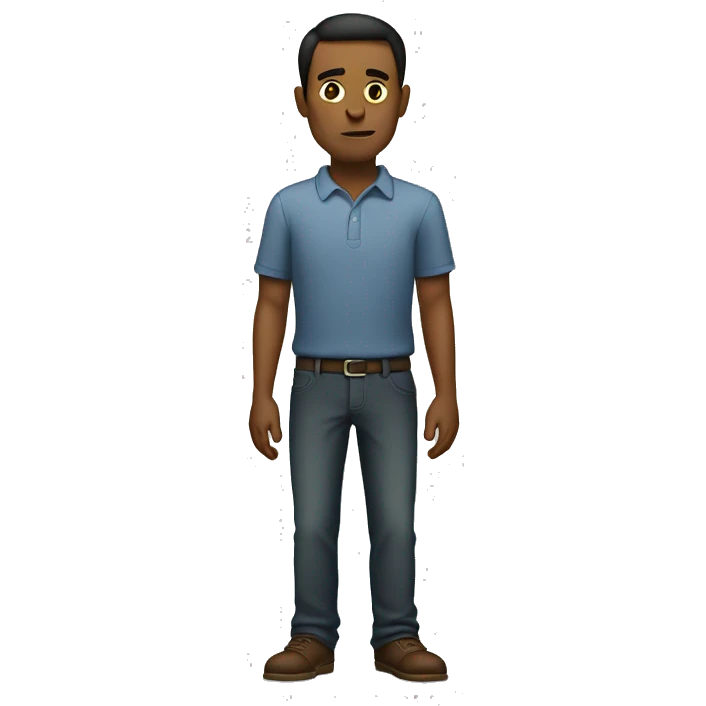  a slim man standing with a slightly tense posture.  emoji