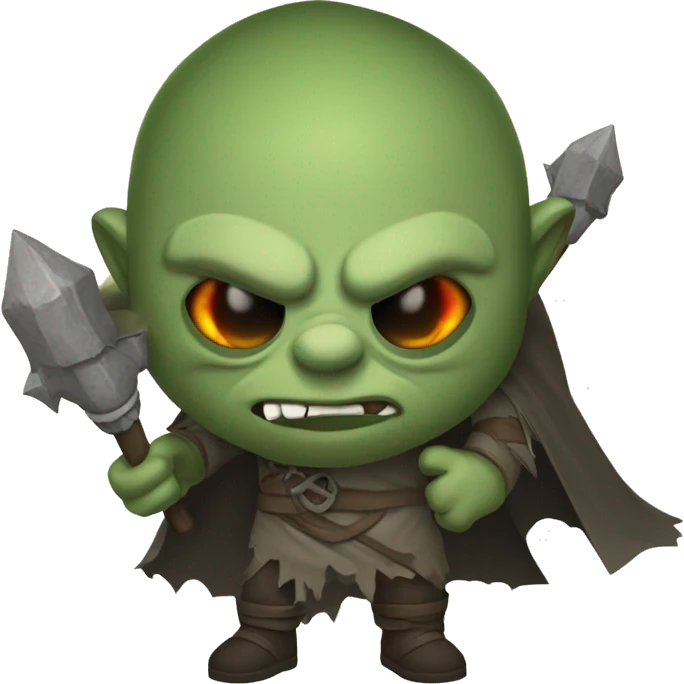 Orc weapon spirit with ghostly weapons, cloak with burning eyes, Halloween theme, emoji emoji