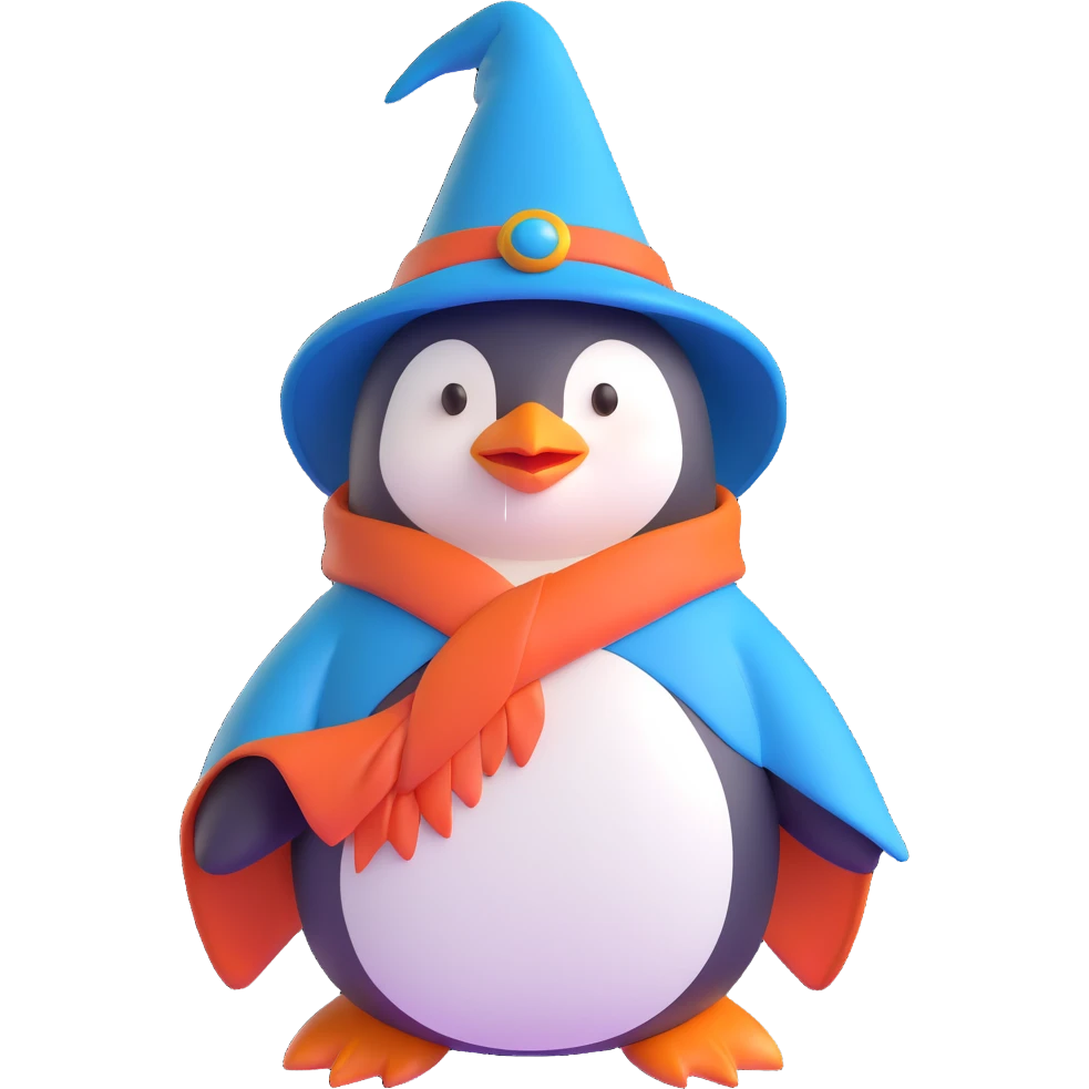 A penguin wizard emoji
