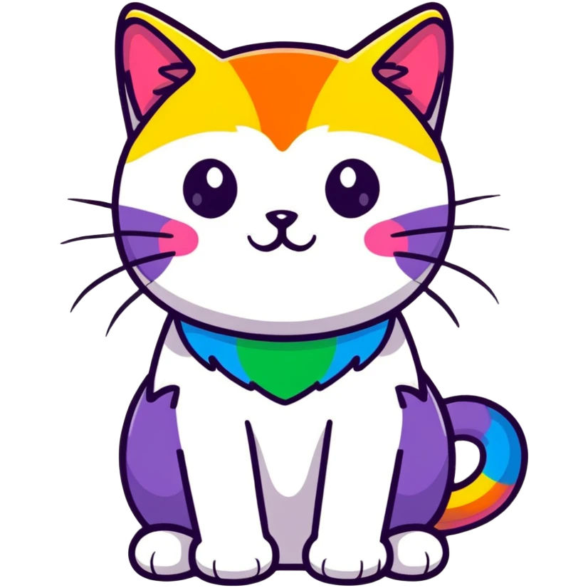 a cat with rainbow colors pride theme emoji