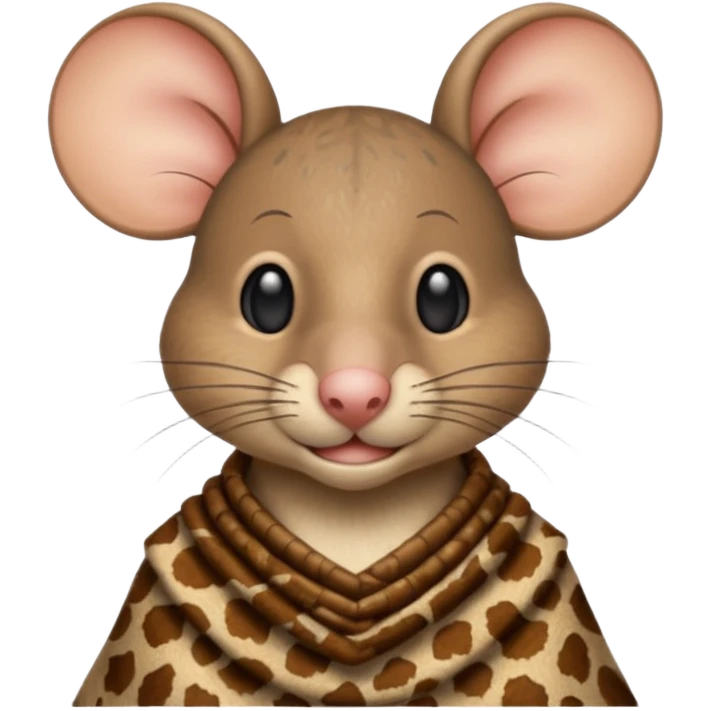 a jerry mouse wearing ancient animal skin cloth, half body, icon emoji