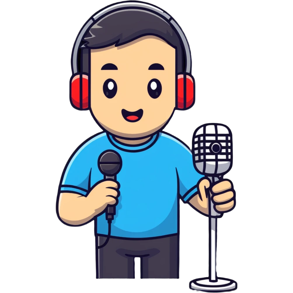 Man holding a microphone, performer emoji