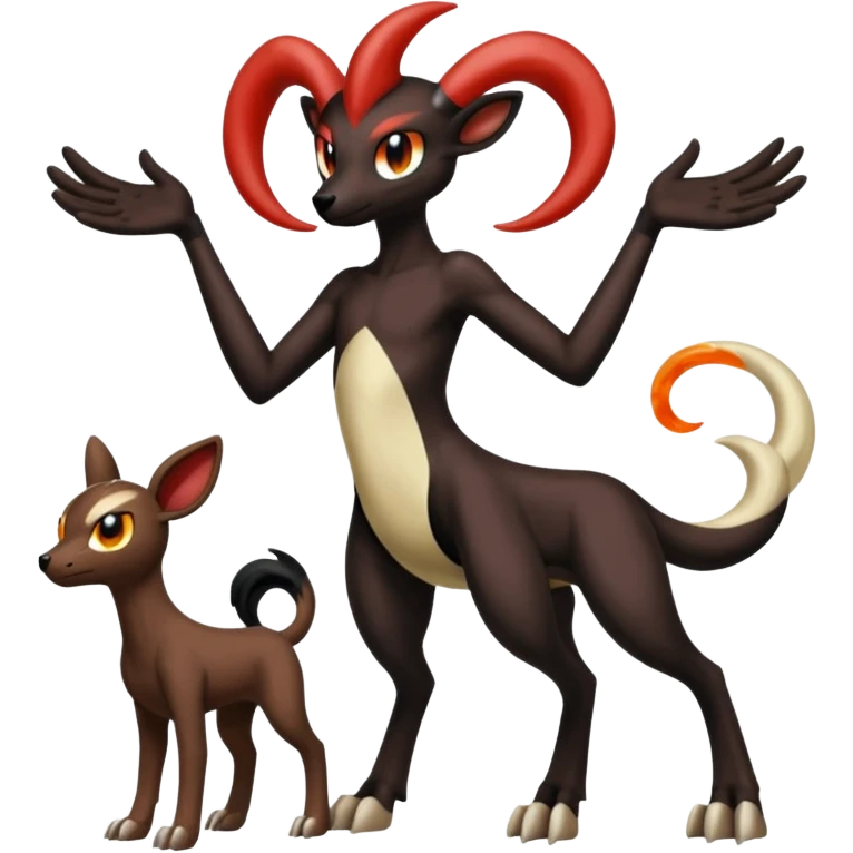 Darkrai-Houndoom-Crelly-Filian-Vedal-Meloetta-Fakémon-creature-hybrid-fusion, full body emoji