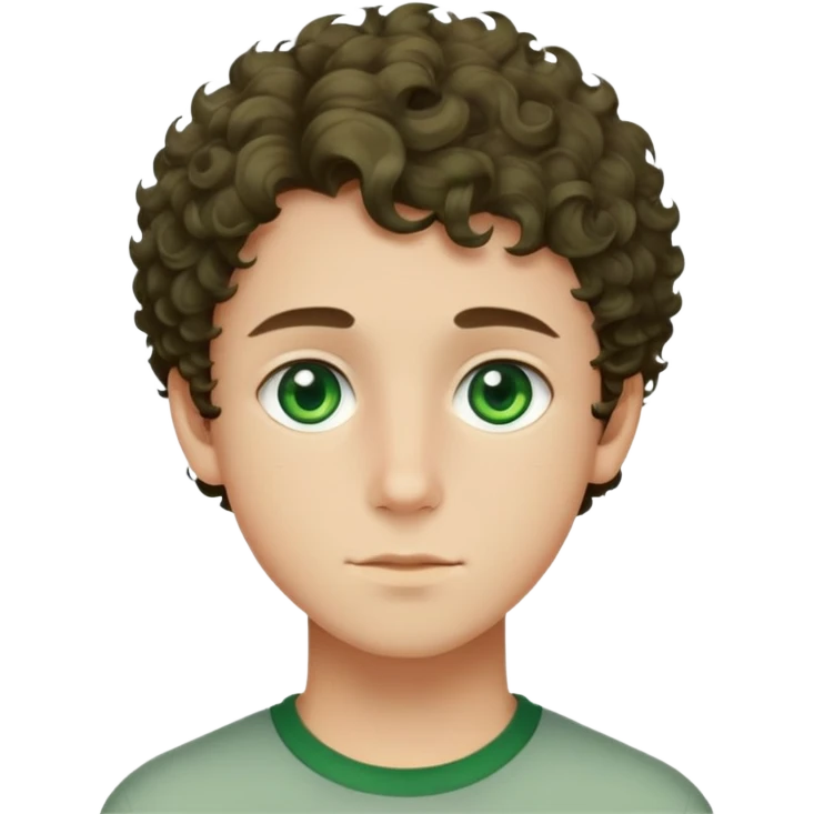 Adolescents beau qui est un peu une racaille avec les cheveux court bouclés et des yeux vert emoji