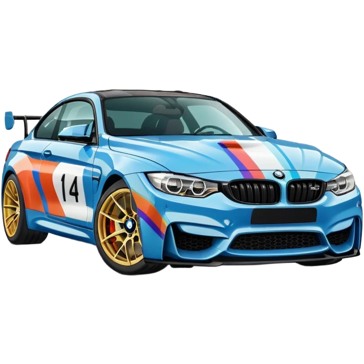 A retro sticker of a BMW M4 competition  emoji
