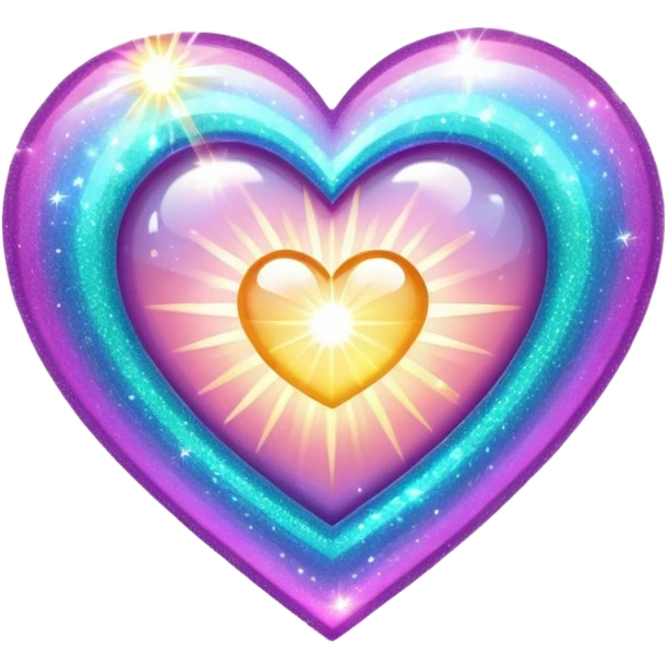 glitter heart with sunbeam sparkles emoji