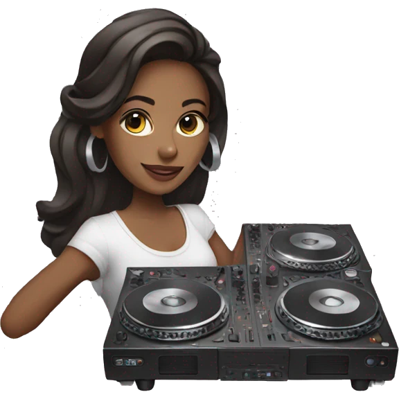 Female dj with turntables  emoji