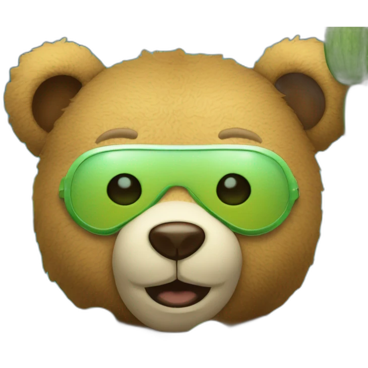 a teddy bear in a cosmitic fabric mask and round cucumbers on his eyes emoji