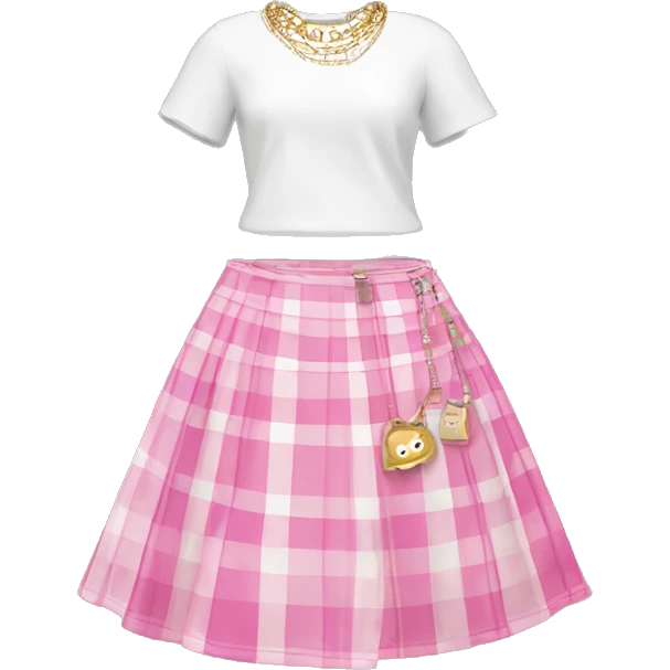  pink plaid white skirt with jewelry accents emoji