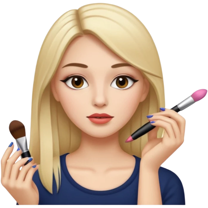 Mujer con pelo lacio maquillándose emoji