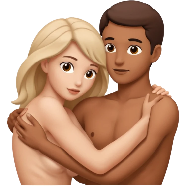 A naked woman and man in the 69 position emoji