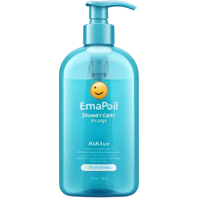 shower gel bottle sleek curved pump or flip-top cap semi-transparent or opaque aqua blue mint green or lavender shiny smooth plastic hint of gel inside no branding bubbles or faces clean 3D soft shadows transparent background emoji scale emoji