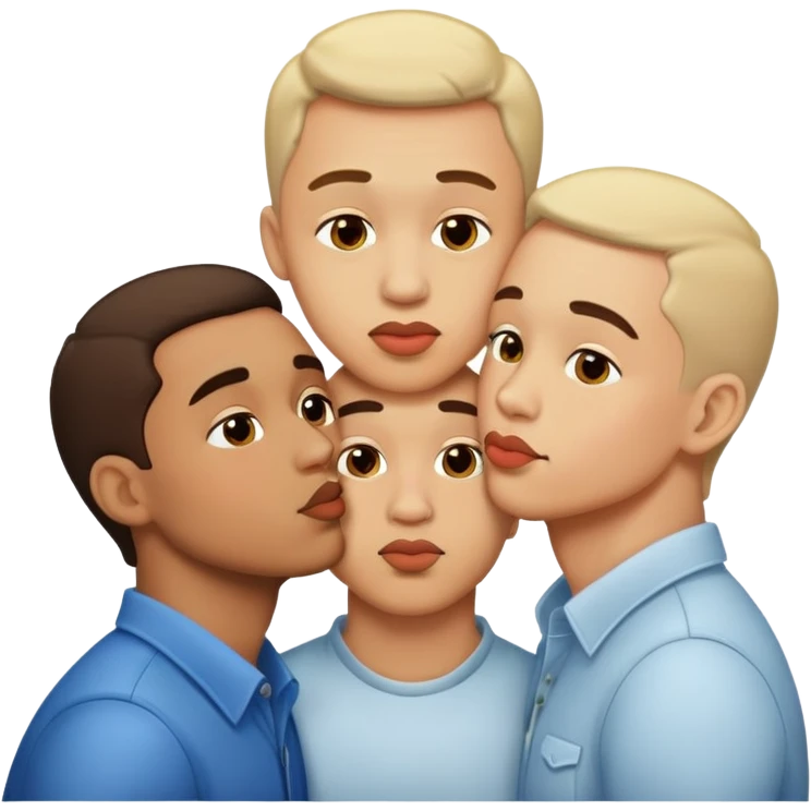 3 guys kissing emoji