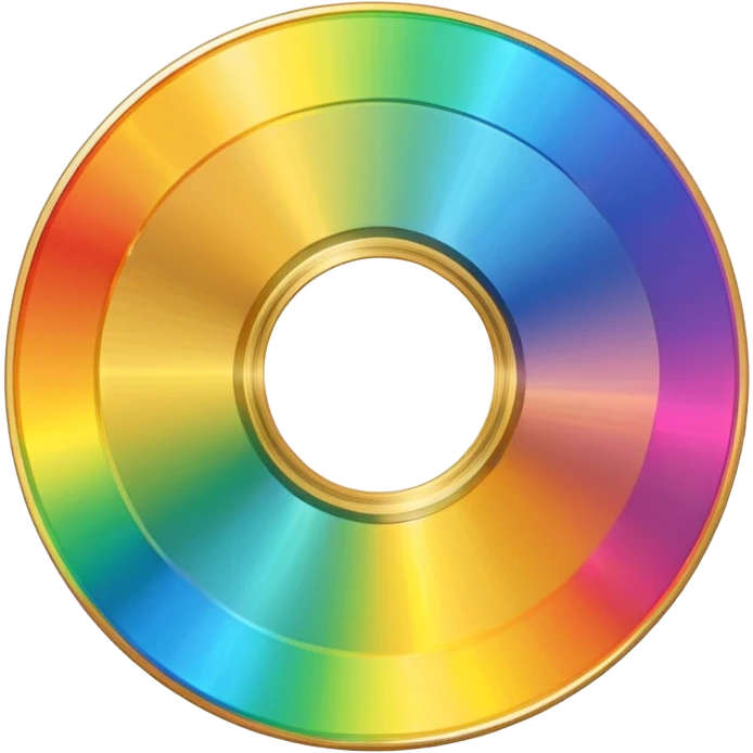gold CD with a scratch and a rainbow reflection emoji