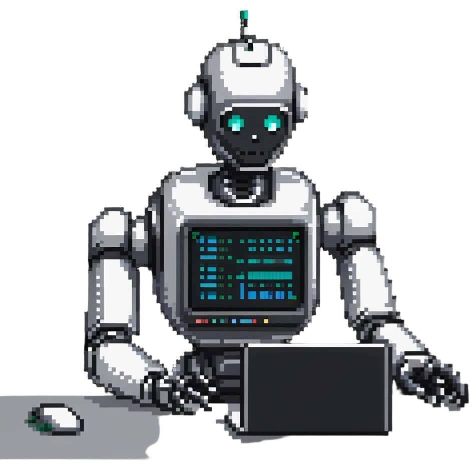AI robot analyzing computer data emoji