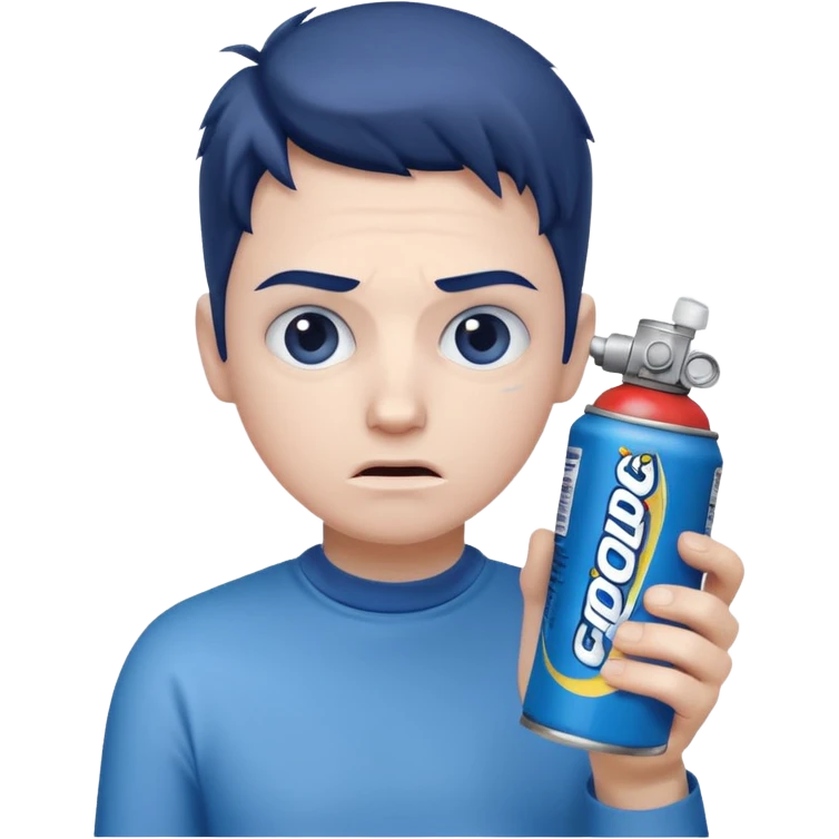Gojo using a can of raid bug spray looking disgusted emoji