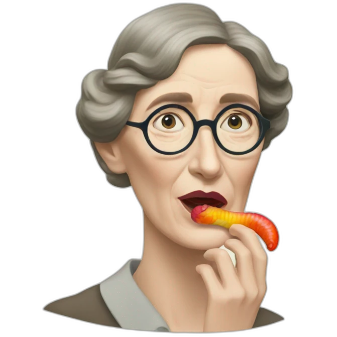 virginia woolf eating gummy worms emoji