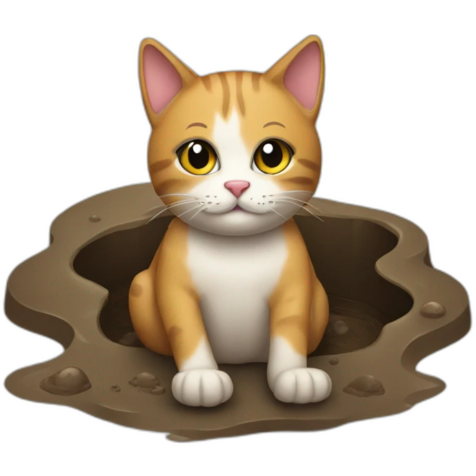 cat sitting in mud emoji