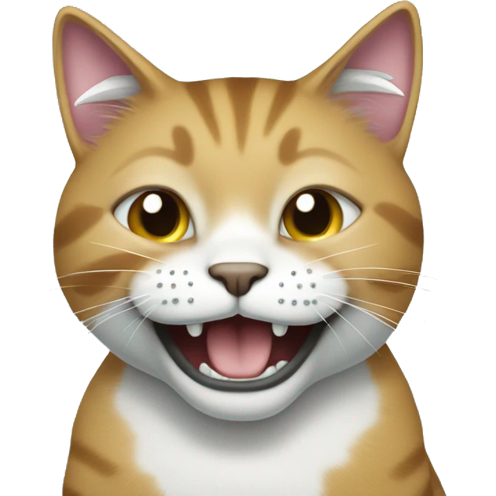 Cat with shiny diamond grillz smilling. He has diamonds on his teeth. emoji