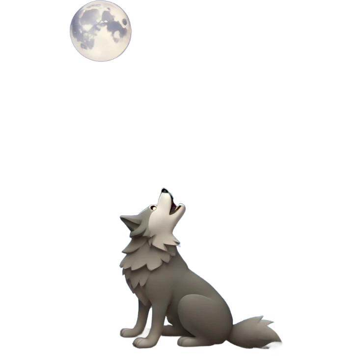 Wolf howling to the moon over lake emoji