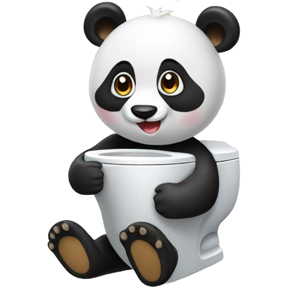 Un Panda sur des WC sourit emoji
