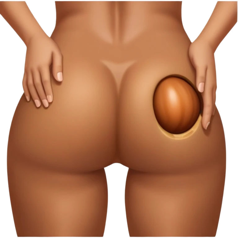 Hands gripping a and opening brown butt showing the booty hole emoji