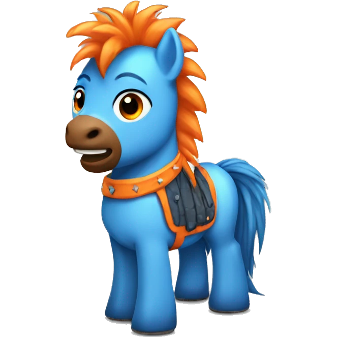 Full blue pony with orange mohawk emoji