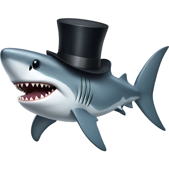 Shark with a top hat emoji