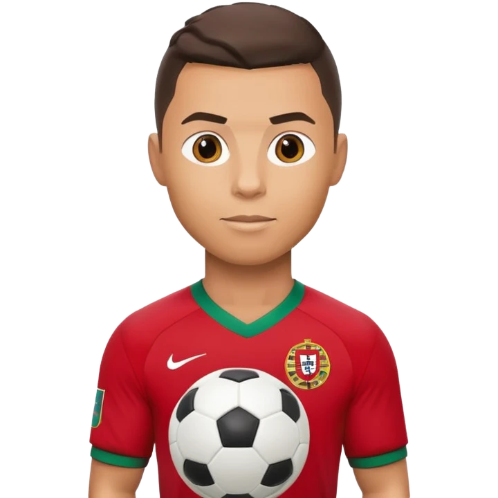 Ronaldo with soccer ball and Portugal jersey emoji