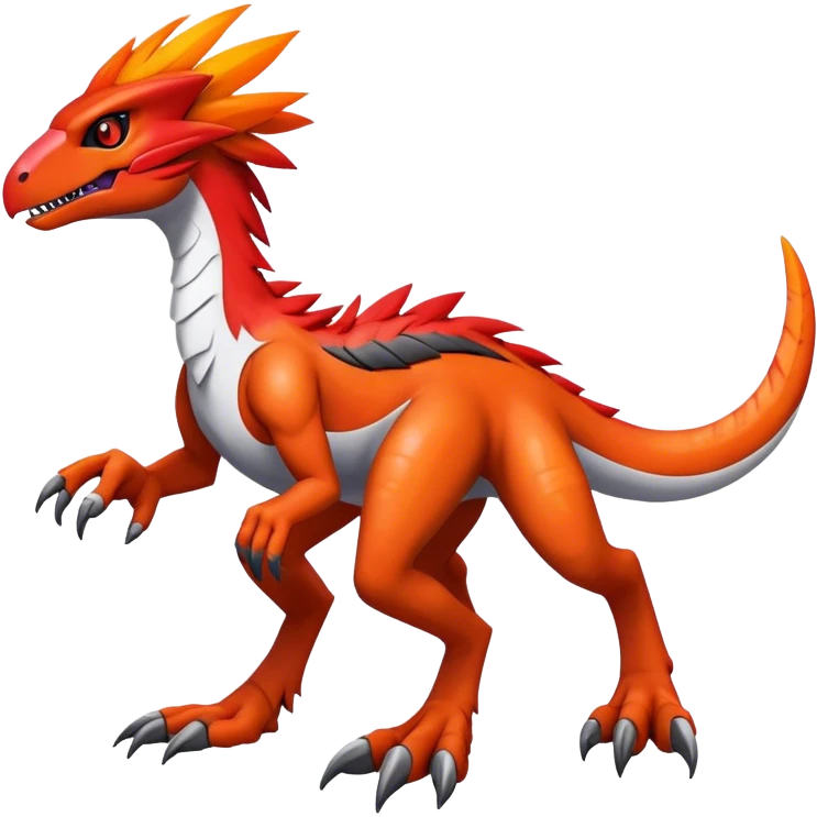Furry feather-mane Cool Edgy Futuristic shiny Digimon-Fakemon-Guilmon-Velociraptor full body   emoji