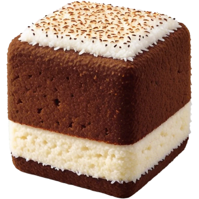 cinematic-realistic-lamingtons-dessert-emoji,-depicted-as-soft-sponge-squares-coated-in-chocolate-on all sides with coconut sprinkled on all side-rendered-with-mouth‚watering-detail-and-vibrant-lighting emoji
