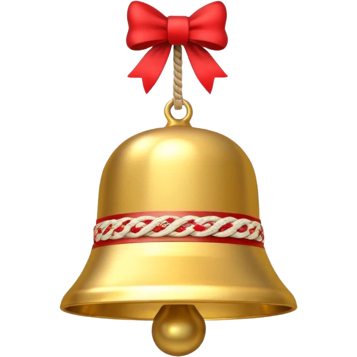 cute round bell with red and white rope and floral decoratons emoji