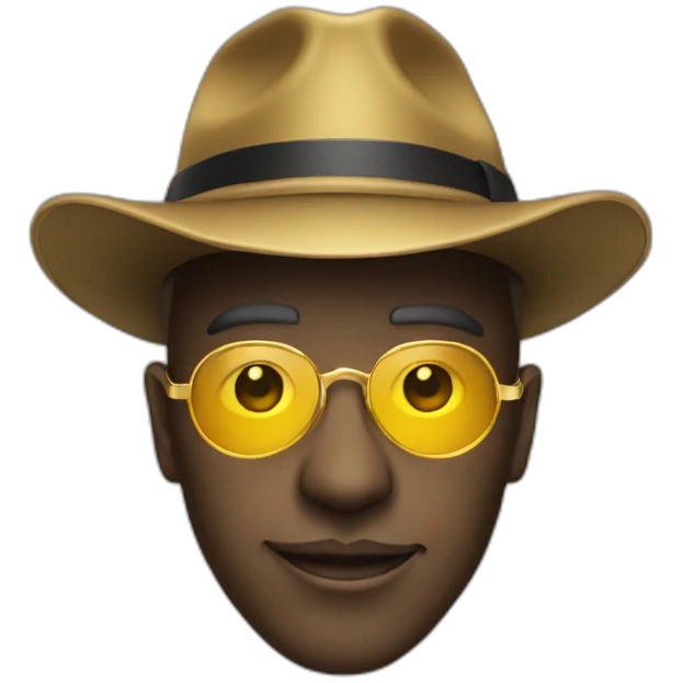 trum with hat and gold glasses only face emoji
