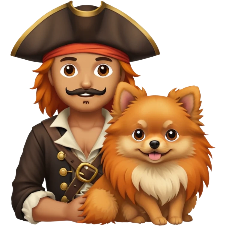 A pirate holds a pomeranian in his arms emoji
