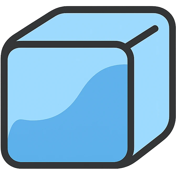 flat design style ice cube emoji, with a slight blue tint, minimal details emoji