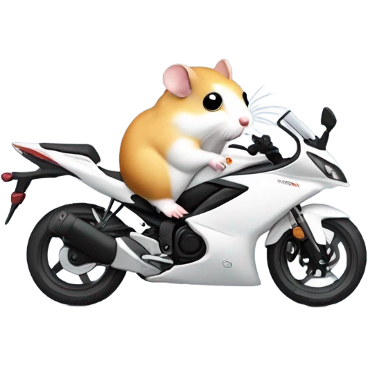 Hamster Riding a White Yamaha-r3 Bike emoji