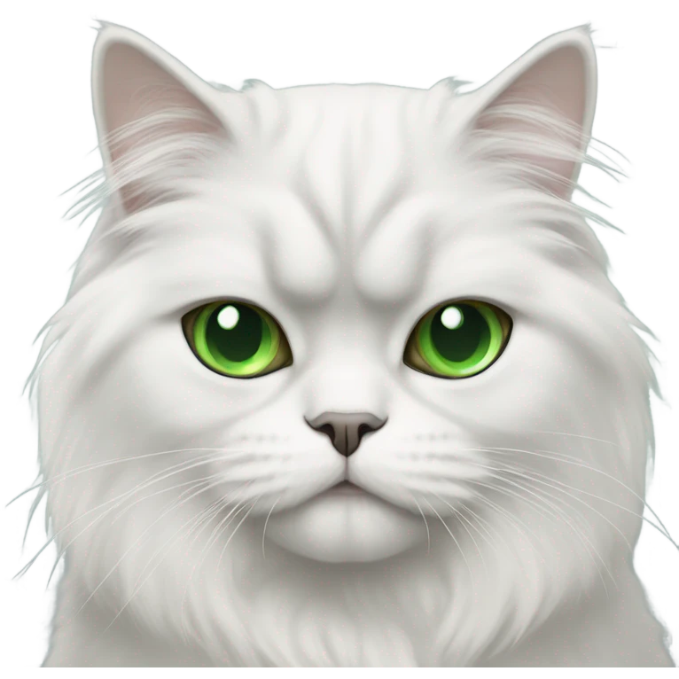 White and gray Persian cat with green eyes emoji