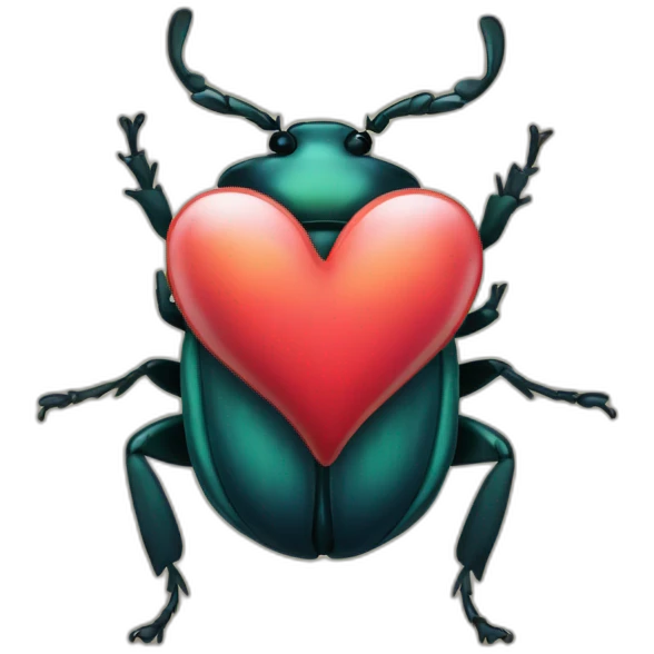 Beetle with heart emoji