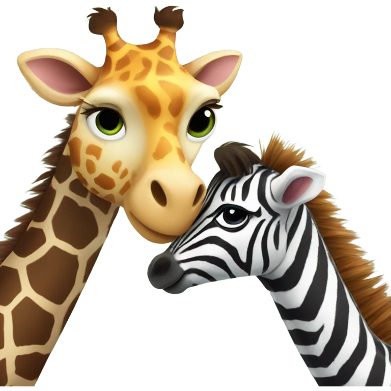Giraffe tiger and zebra hugging emoji