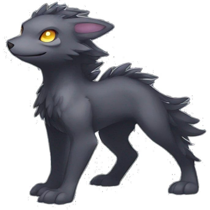 Cute cool shiny fantasy dark-shadow-themed animal hybrid Fakemon full body emoji