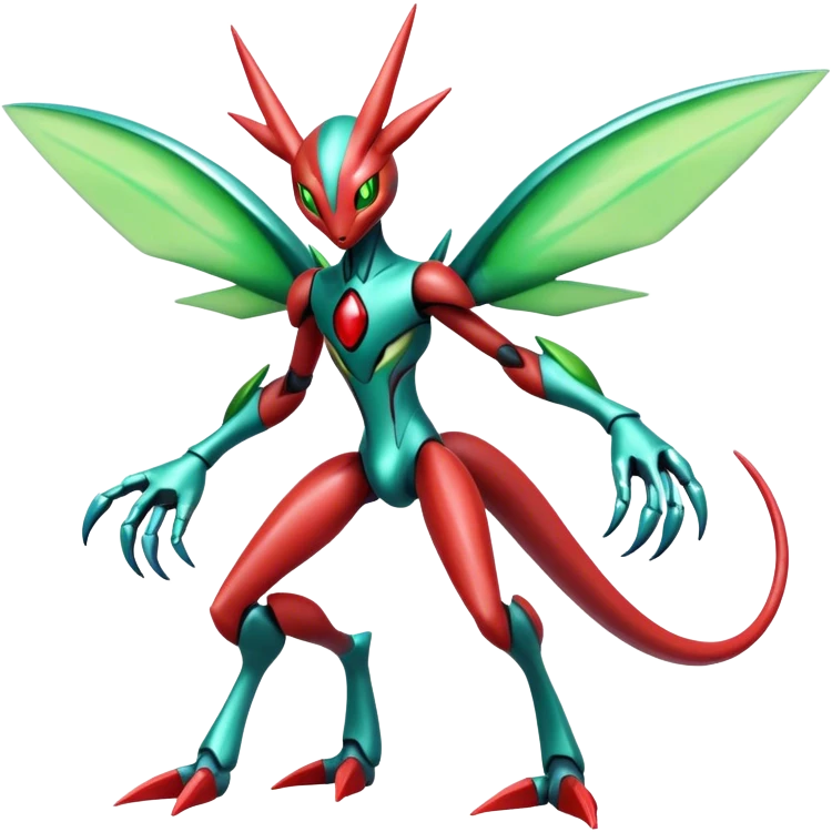  Cool Edgy Shiny Futuristic Ethereal Legendary Scizor-Deoxys-Digimon-Schyther-Flygon-hybrid full body emoji