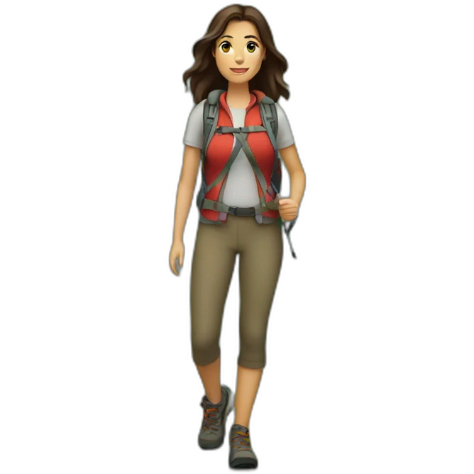 Brunette hiking woman emoji